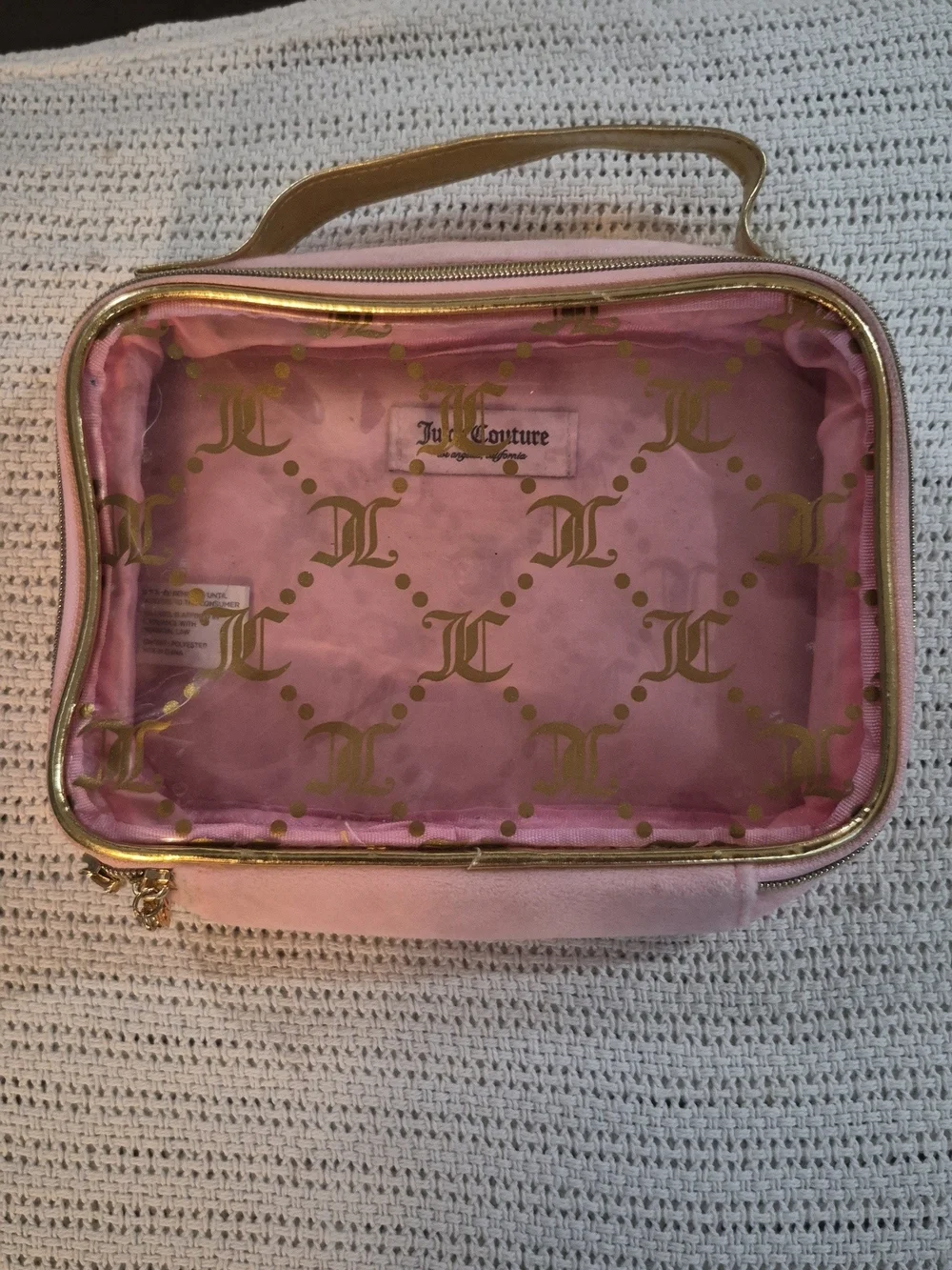 Juicy Couture Light Pink Cosmetic Case with Gold Accents